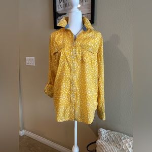 St. John's Bay Women’s Floral Yellow Button-Up Size L